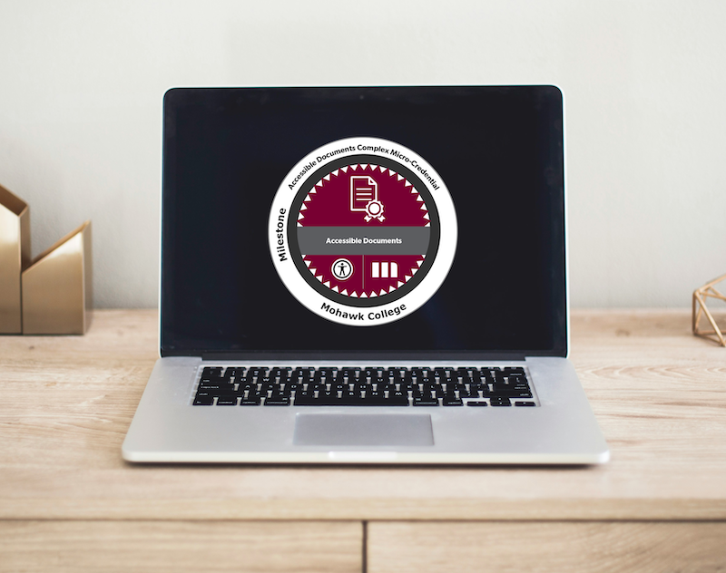 Mohawk College micro-credential badge design mockup